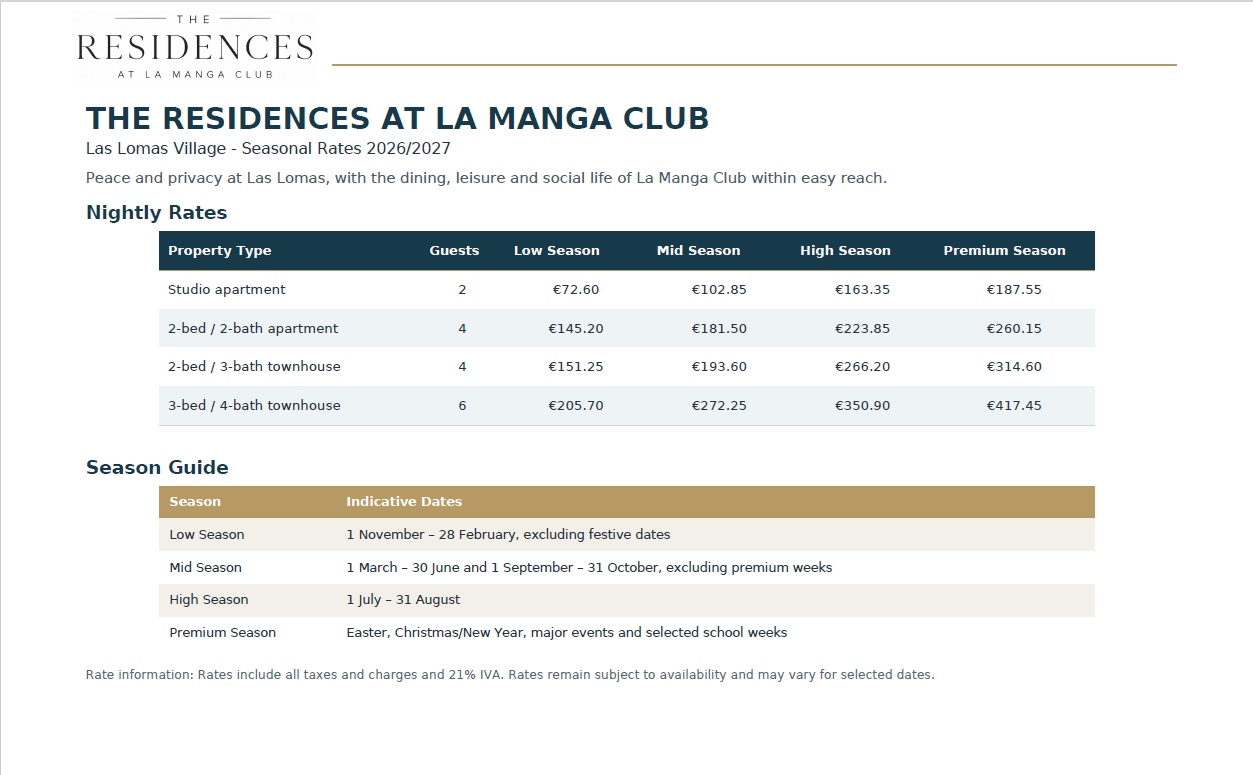 Prices card 1